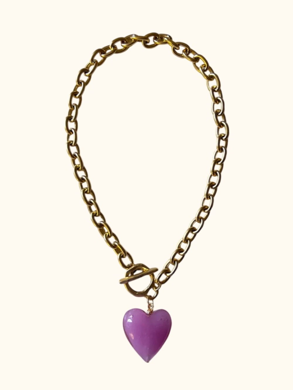 SC Collection - Chunky Heart Necklace (Amore Necklace) - Muted Mauve